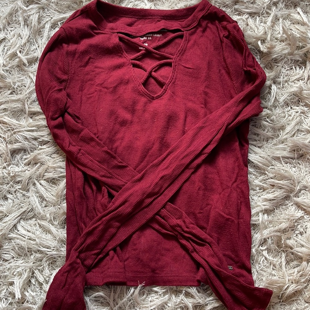 burgundy, detailed hollister long sleeve